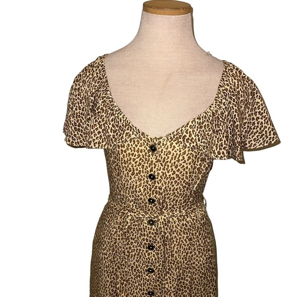 Anthropologie Bolano Animal Print Button Front Midi Dress Size 0 - Picture 3 of 9